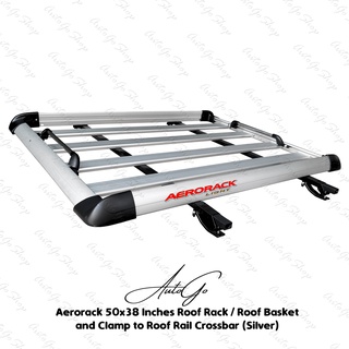 Aerorack 50x38 Inches Roof Rack / Roof Basket and Clamp to Roof Rail Crossbar (Silver)