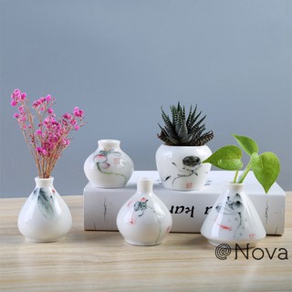 Creative Hand-Painted Lotus White Porcelain Vase Dried Flower Arrangement Ceramics Hydroponics Flower Plant Small Vase