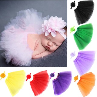 Newborn Baby Girls Skirt Tutu & Headband Shop Photoshoot Accessory