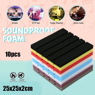 10pcs/pack Acoustic Foam Panel Sound Stop Absorption Sponge Studio KTV Soundproof 25*25*2cm