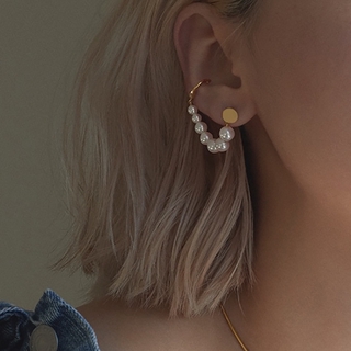 925 Silver Needle Long Pearl Tessel Earrings Climber Fashion Pearl Ear Cuff Cartilage Earrings 1Pcs (1)