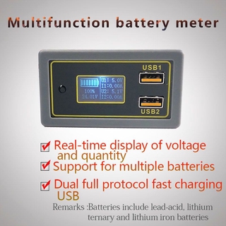 Dual USB Digital Display Voltmeter Battery Capacity Voltage Meter Tester for DC 12V Car Motorcycles Vehicles