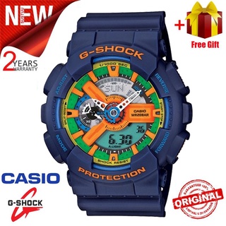Original G Shock GA110 Men Sport Watch Dual Time Display LED Auto Light GA-110FC-2A Blue