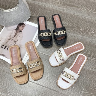 black shoe❄❦✎【Queen】Womens Designer Summer Slippers New Quality Fashion Korean Style shoes