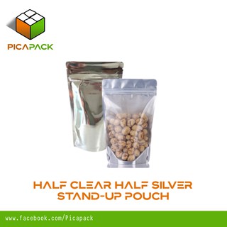 [100PCS] 18 sizes Half Clear/ Silver Stand Up Pouch Resealable Ziplock standup pouch by Picapack