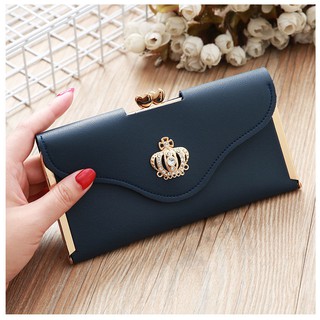 Small wallet ladies wallet small crown large capacity multi-card position clutch small square bag (1)