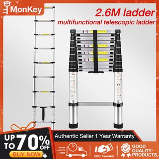 2.6M household folding ladder, multifunctional portable aluminum alloy telescopic ladde