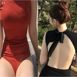 ✲Vida Backless One Piece Swimsuit Korean Swimwear Tie Back Push Up Swimsuit Monokini Padded Swimsuit