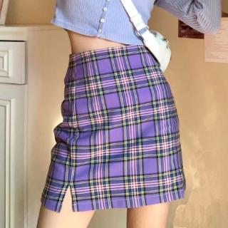 Women's High Waist Plaid Mini Skirt (1)