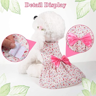Dog Bowknot Floral Dress Pet Princess Dress Dog Sundress Dog Princess Dress Puppy Summer Dress (9)