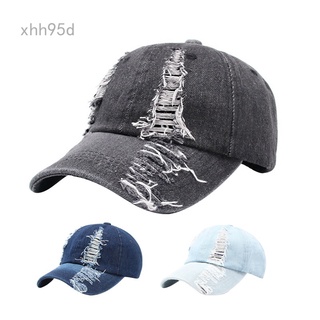 Xhh95d hole denim baseball cap hats Men Women washing cowboy hats bone SunHip hop jeans cap