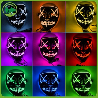 Halloween LED Mask Neon Party Luminous Light Scary The Purge Mask Glow In Dark Horror Skull Cosplay