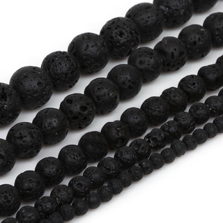 Wholesale 4/6/8/10/12 mm Black Volcanic Stone Synthetic Lava Stone Round Beads Dyed For Jewelry Making DIY Bracelet&Necklace