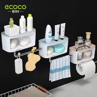 ecoco Bathroom Soap Dish Punch-free Bathroom Shelves Wall Mounted Shower Shelf Toilet Paper Bath Sha