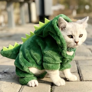 Pet Cat Clothes Lovely Dinosaur Costumes Coat Winter Warm Fleece Cat Clothing for Small Cats Kitten
