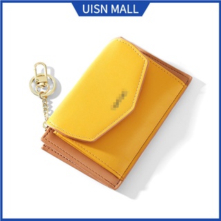UISN #6055 Korean Coin Purse Card Holder Wallet Patchwork Multifunction Zipper Fashion Keychain