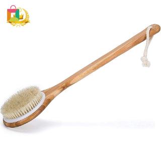 [COD]Best Bath Dry Body Brush - Natural Bristles Shower Back Scrubber With Long BEAUTY OUYOU
