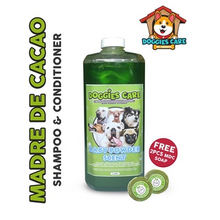 Madre de Cacao Shampoo & Conditioner with Guava Extract - Baby Powder Scent 1 Liter Green FREE MDC