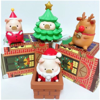 4pcs/lot Christmas series Lulu pig Christmas box canned pig blind box Figurals Model Doll Hand-made