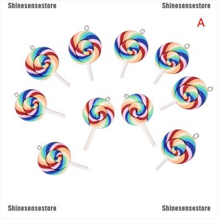 [SHINE] 10PCS Soft Lollipops Charms Pendants Resin DIY Decoration Earrings Necklace (2)