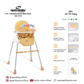 (FREE Bubble +GIFT) SPACE BABY SB 918 BOOSTER HIGH CHAIR BABY CHAIR CHAIR 4 in 1 Toys FREE Toys (2)