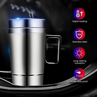 [HELLERY] Car 12V Travel Coffee Milk Tea Water Mug Kettles Cup Heater Warmer Heated