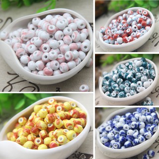 50pcs/lot 8mm Round DIY Ceramic Beads Handmade Porcelain Loose Spacer Beads For Bracelet Necklace Jewelry Making