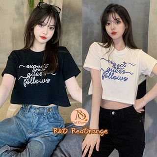 R&O Korean style Classical simple embroidery tshirt Crop top 6679