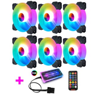 Coolmoon 6PCS Adjustable RGB LED Light Computer Case PC Cooling Fan With The Remote Control (1)