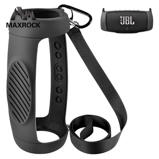 MAXROCK Silicone Case Cover for JBL Charge 5 Bluetooth Speaker, Travel Carrying Protective with Shoulder Strap and Carabiner