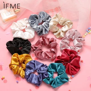 Ifme Fashion Colorful Satin Scrunchies Hair Tie Girls Ponytail Hair Band Elastic Rubber Band Women Hair Accessories