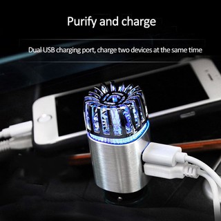 Car Purifiers 2 In 1 Negative Ions With Dual Usb Charger Ionizer Air Freshener Ionic Odor Eliminator (2)