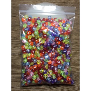 115 Grams (Approximate 900pcs) 6mm DIY Acrylic Round Cleared Color Printed Heart Beads