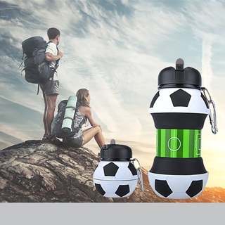 Clip-On Collapsible BPA-Free Silicone Soccer Ball Water Bottle Football Fold Water Bottle for