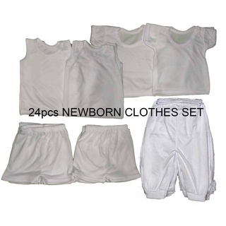 24pcs NEWBORN PLAIN WHITE CLOTHES SET 2NPD