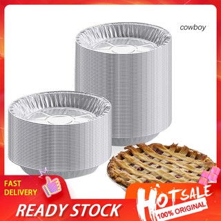 【HB】50Pcs Disposable Round Aluminum Foil BBQ Food Tray Container Non-stick Baking Pan
