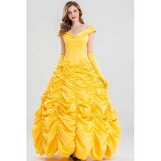 Halloween costume Belle princess dress Adult Beauty and the Beast Cinderella Snow White Belle disgui (4)