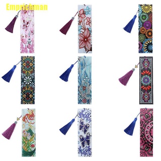 [Emprichman] 5D Diy Diamond Painting With Tassel Shaped Diamond Embroidery Book Marks