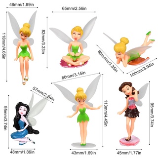 6pcs Tinkerbell Tinker Bell Fairy Girls Dolls Figures Cake Topper Party Toy Doll (9)