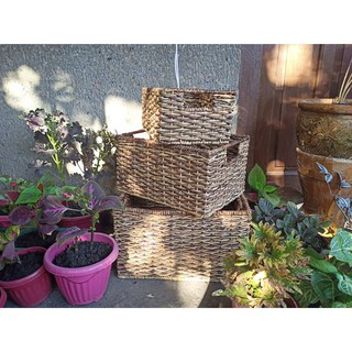 Small - Mix color Steel framed Basket Organizer-Bacbac (Authentic 100% Rattan-Wicker-Weave)