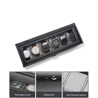 ✴Watch Box 6 Grid Leather Display Jewelry Case Organizer (6)