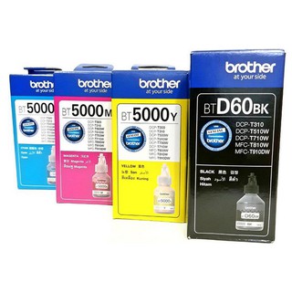 Brother BT (D60 BK-BLACK)(500Y-YELLOW)(5000c-CYAN)(5000M-MAGENTA) Ink Bottle
