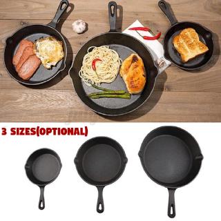 JULY Cast Iron Non-Stick Frying Griddle Pan Barbecue Grill Fry BBQ Skillet Cooker Egg