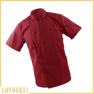 【Special offer】9nFe Double Breasted Short Sleeve Chef Coat Uniform Tops Cook Clothes for Men Women