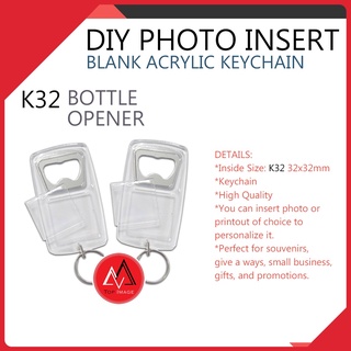 Insertable Acrylic Bottle Opener K32 Photo Insert Blank Keychain