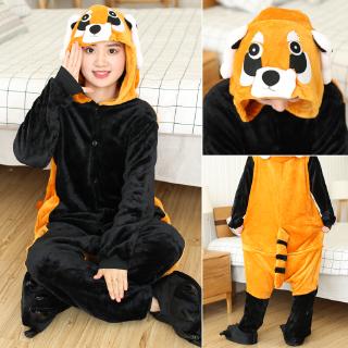 Adults Cute Cartoon Raccoon Onesies Women Flannel Long Sleeve Animal Pajamas Kigurumi Unisex baju tidur