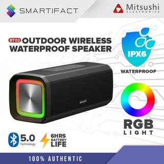 Mitsushi Electronics BT02-202 Waterproof Bluetooth Speaker CD Grain Black with RGB Light