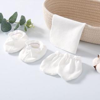 INN Baby Newborn Saliva Towel Gloves Foot Cover Set Soft Cotton Anti Scratch Mittens