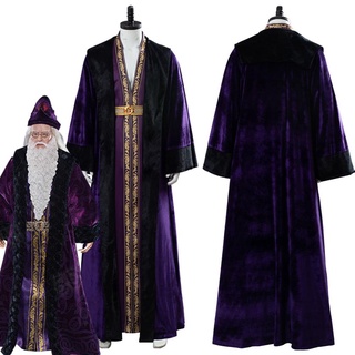 In Stock Albus Dumbledore Cosplay Costume Adult Men Purple Uniform Halloween Carnival Costumes Custom Made