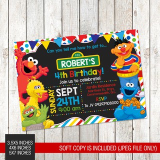 Sesame Street Themed Printed Birthday Invitation